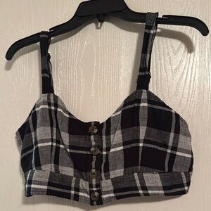 Plaid Black and White Women's Top